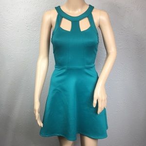 Charlotte Russe Teal Mini Skater Dress Size XS